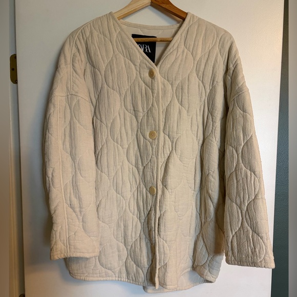 Zara Jackets & Blazers - Zara Cream Quilted Button-Up Jacket
